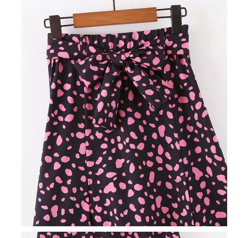Fashion Black Floral Print Bow Tie Split Skirt,Skirts