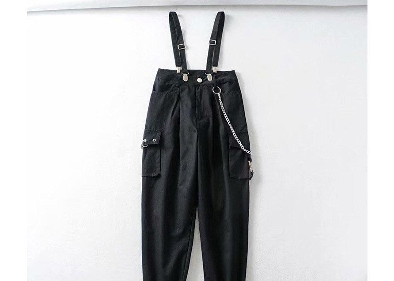 Fashion Black Chain Stitching Bib,Pants