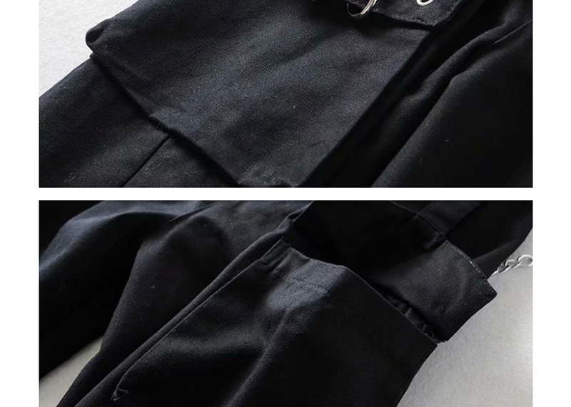 Fashion Black Chain Stitching Bib,Pants