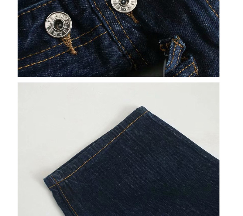 Fashion Navy Blue Paper Bag Washed Jeans (with Belt),Pants