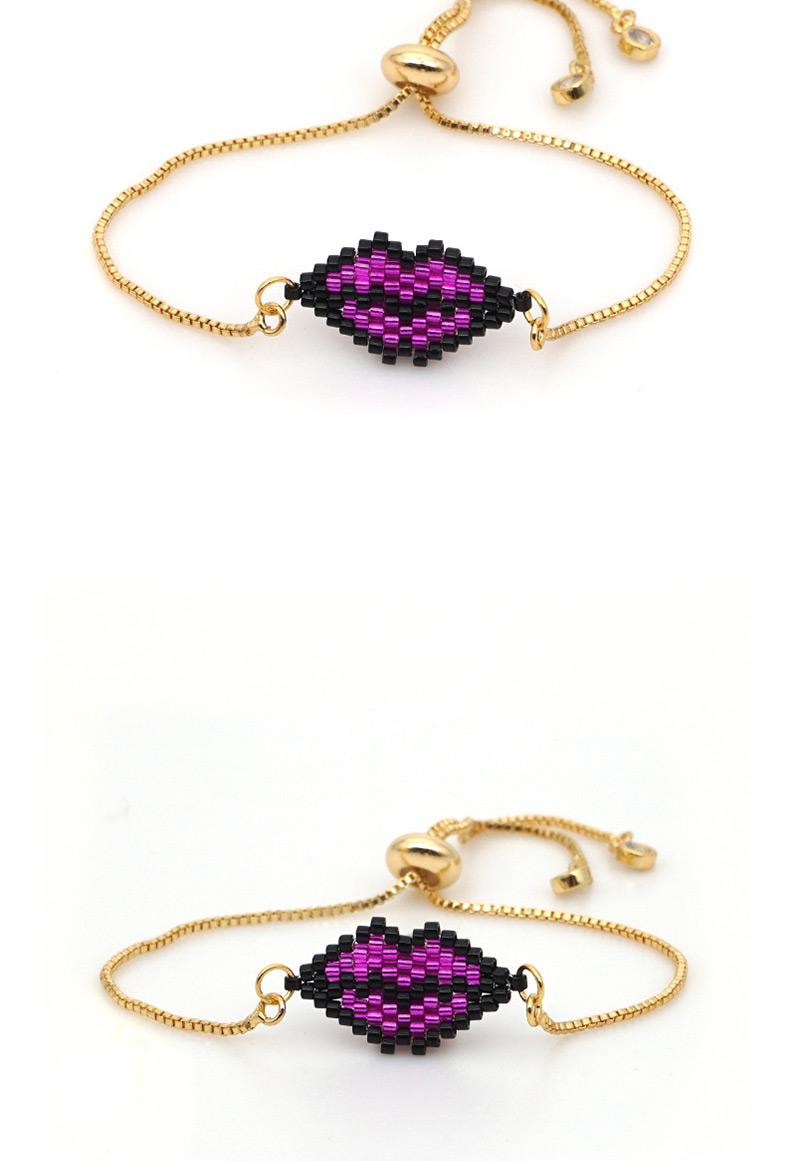 Fashion Yellow + Gold Chain Rice Beads Woven Lip Bracelet,Beaded Bracelet