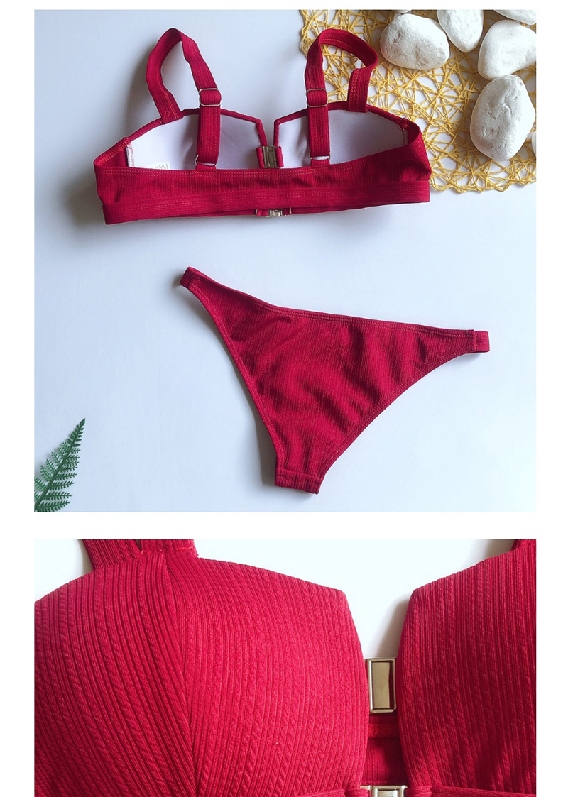 Fashion Red Metal Buckle Body Swimsuit,Bikini Sets