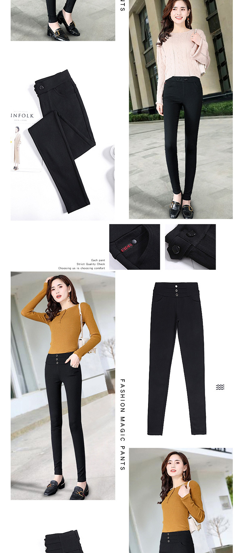 Fashion Black Solid Color Leggings,Pants