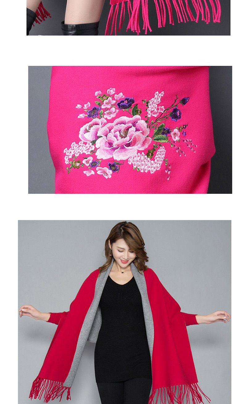 Fashion Pink Cashmere Double-sided Embroidery Can Be Worn With Sleeves Tassel Scarf Shawl Cloak,knitting Wool Scaves