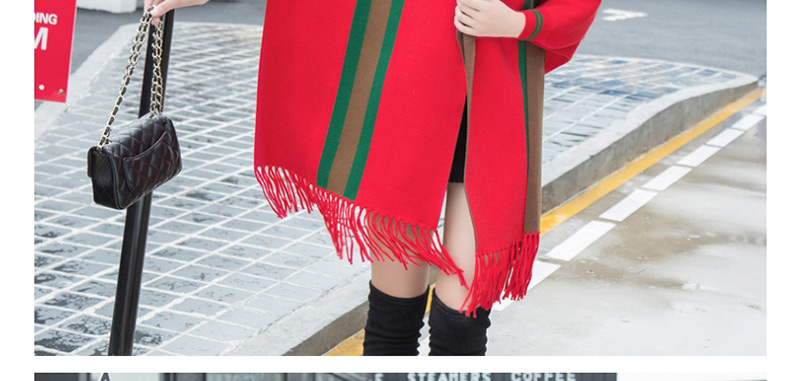 Fashion Red Fringed Cloak With Sleeves Shawl Coat,knitting Wool Scaves