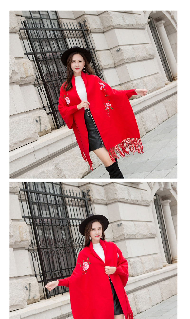 Fashion Red Cape Cloak With Sleeves,knitting Wool Scaves