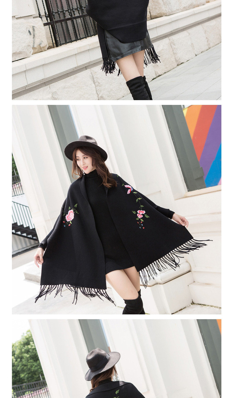 Fashion Black Cape Cloak With Sleeves,knitting Wool Scaves