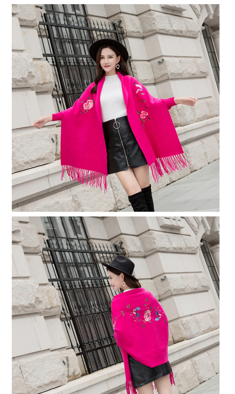 Fashion Rose Red Cape Cloak With Sleeves,knitting Wool Scaves