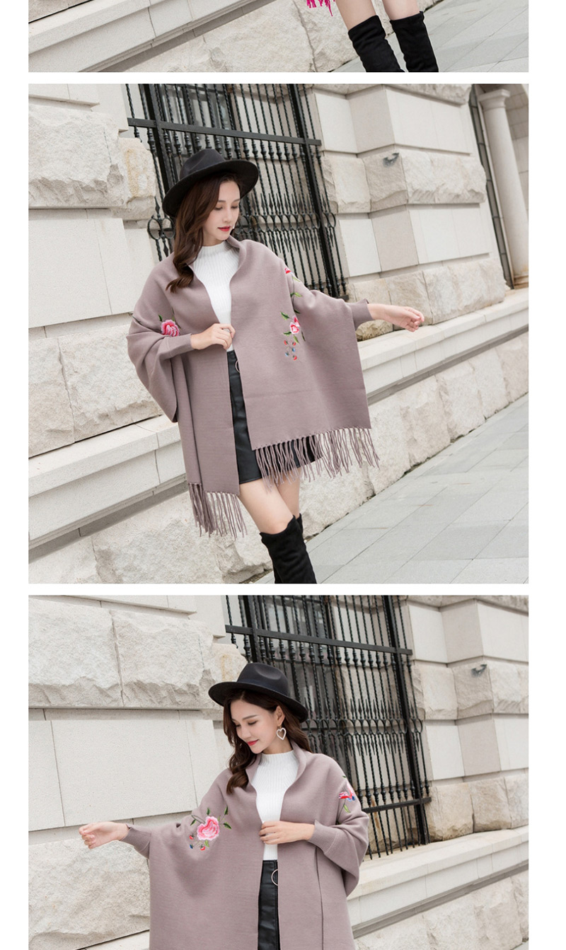 Fashion Milk Tea Cape Cloak With Sleeves,knitting Wool Scaves