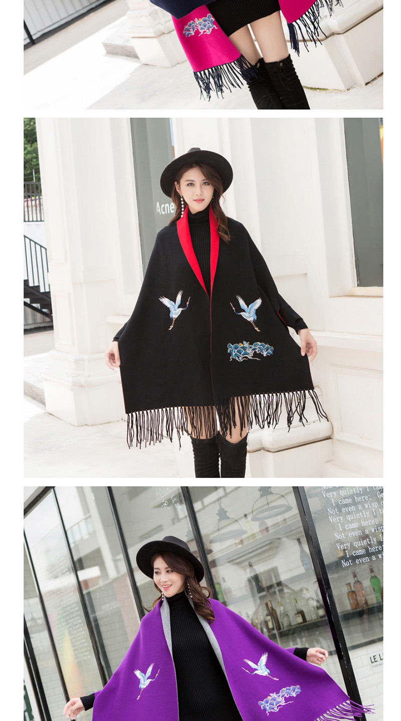 Fashion Pink Cashmere Double Sided Can Be Worn With Sleeve Tassel Cloak Cloak,knitting Wool Scaves