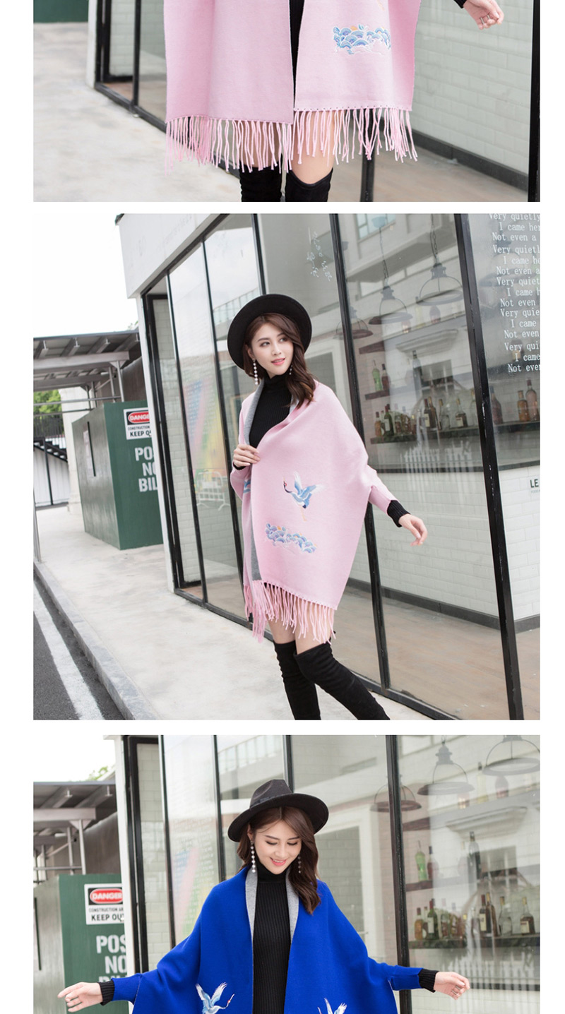 Fashion Sapphire Cashmere Double Sided Can Be Worn With Sleeve Tassel Cloak Cloak,knitting Wool Scaves