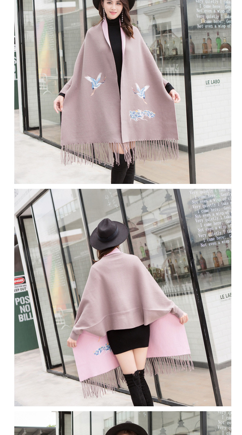 Fashion Black Cashmere Double Sided Can Be Worn With Sleeve Tassel Cloak Cloak,knitting Wool Scaves