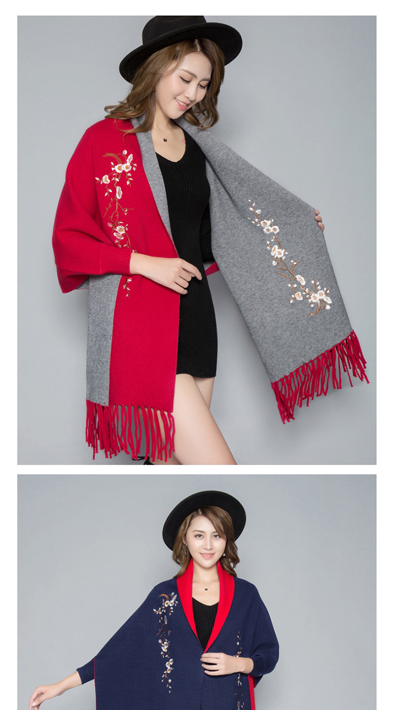 Fashion Wine Red Cashmere Shawl Cloak Coat,knitting Wool Scaves