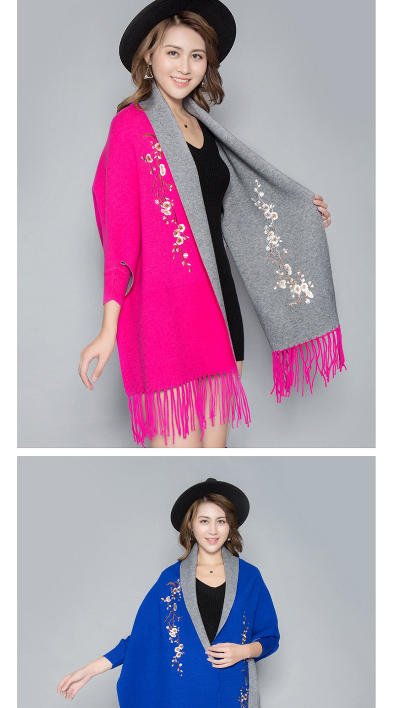 Fashion Sapphire Cashmere Shawl Cloak Coat,knitting Wool Scaves
