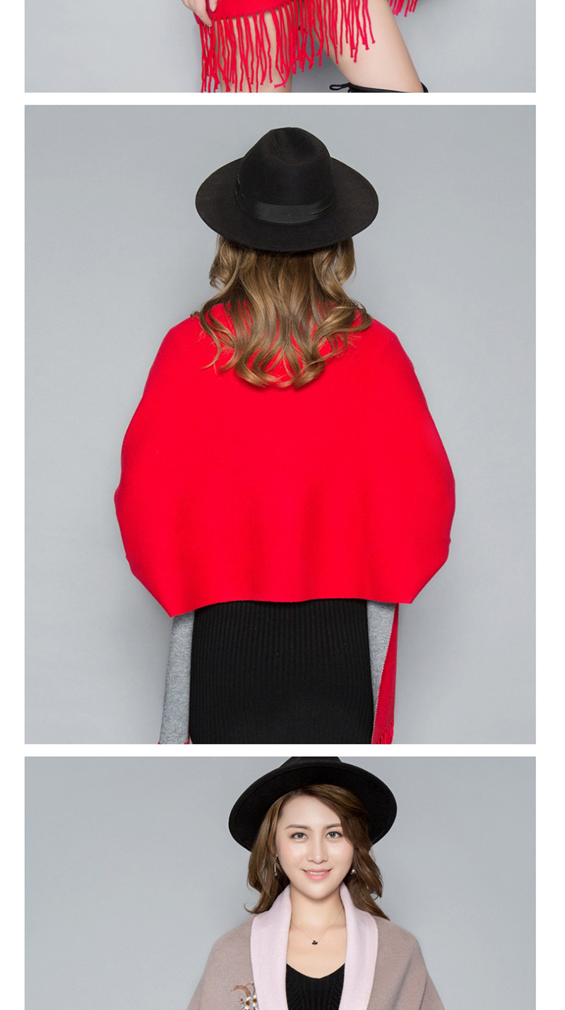 Fashion Rose Red Cashmere Shawl Cloak Coat,knitting Wool Scaves
