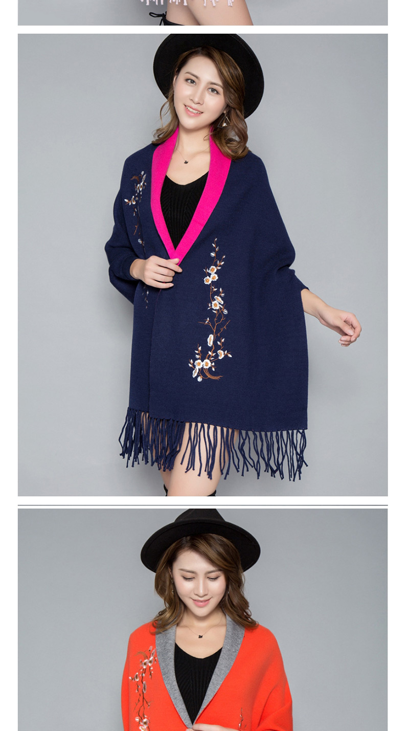 Fashion Lake Blue Cashmere Shawl Cloak Coat,knitting Wool Scaves