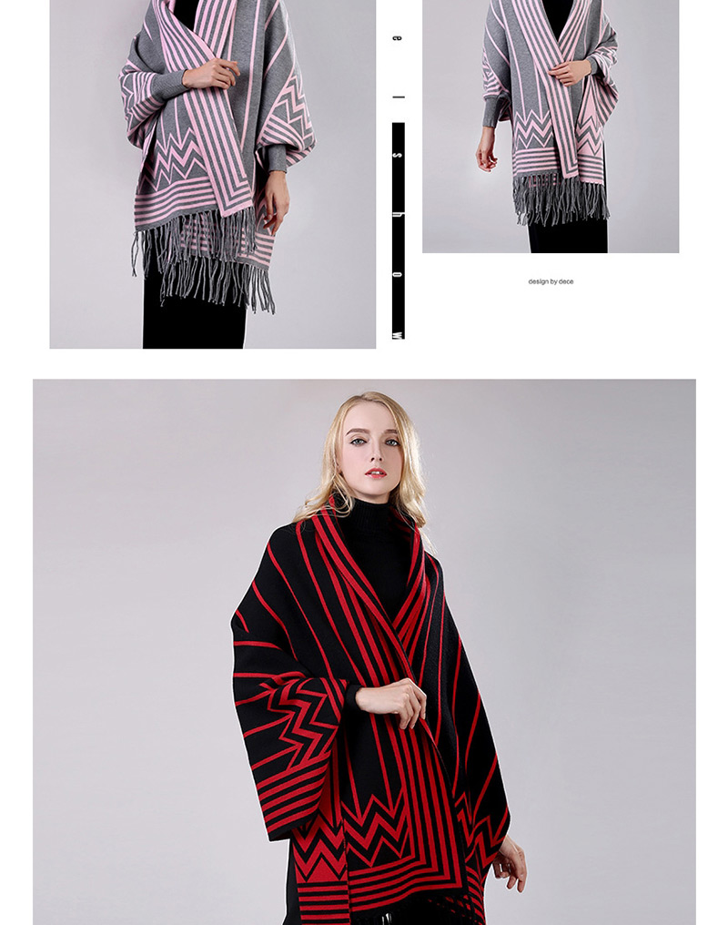 Fashion Black Red Cashmere Scarf Cloak Shawl,knitting Wool Scaves