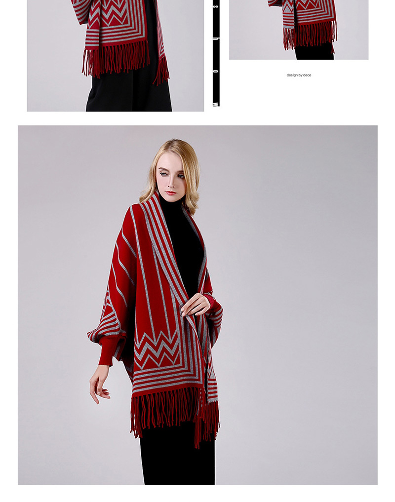 Fashion Rose Red Cashmere Scarf Cloak Shawl,knitting Wool Scaves