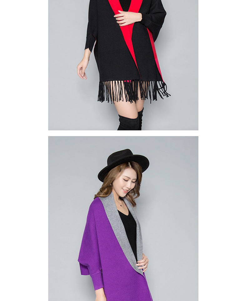 Fashion Royal Blue + Gray Double-faced Velvet Color Matching Tassel Cloak Shawl Scarf Dual-use,knitting Wool Scaves