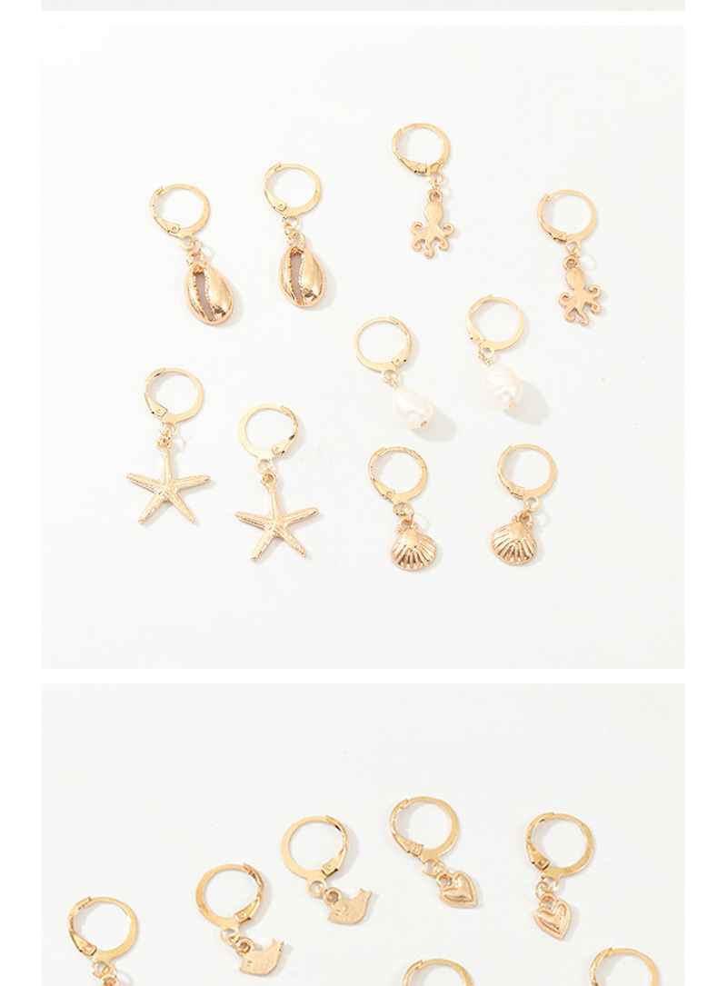 Fashion Portrait Pearl Asymmetric Lock Key Starred Butterfly Earrings,Drop Earrings