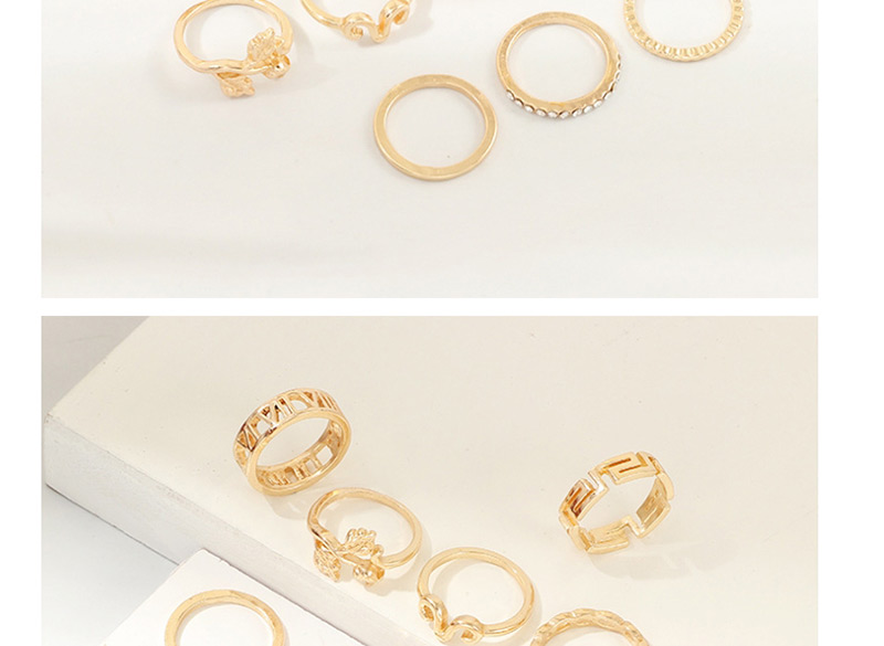 Fashion Gold Alloy Snake Flower Letter Ring 13 Piece Set,Fashion Rings