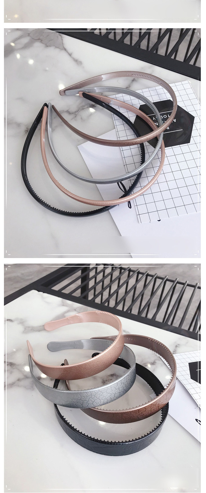 Fashion 2.5cm Champagne Snake Pattern Paint Plastic Toothed Anti-slip Plate Fine Side Headband,Head Band