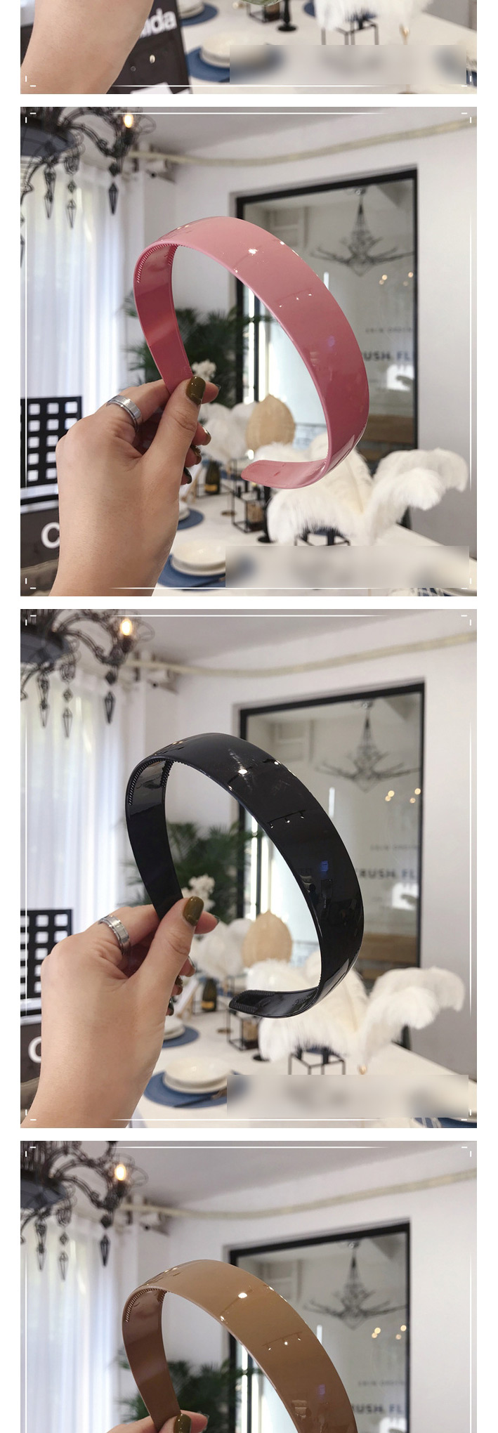 Fashion Bright-black Plastic Light Board With Toothed Anti-skid Headband,Head Band