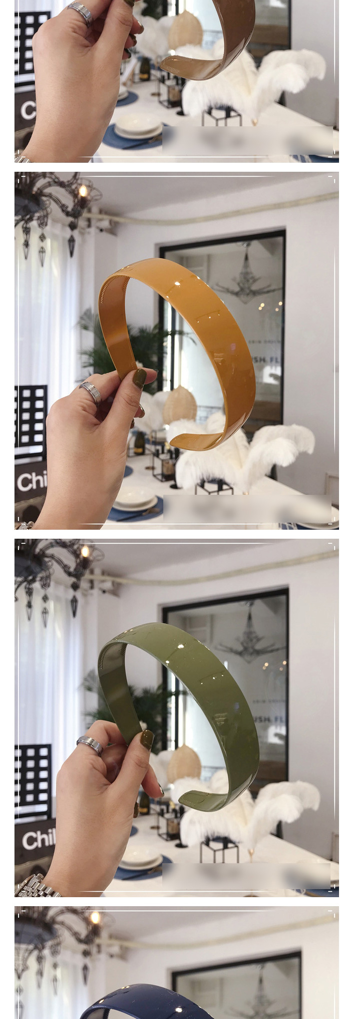 Fashion Matte - Green Plastic Light Board With Toothed Anti-skid Headband,Head Band