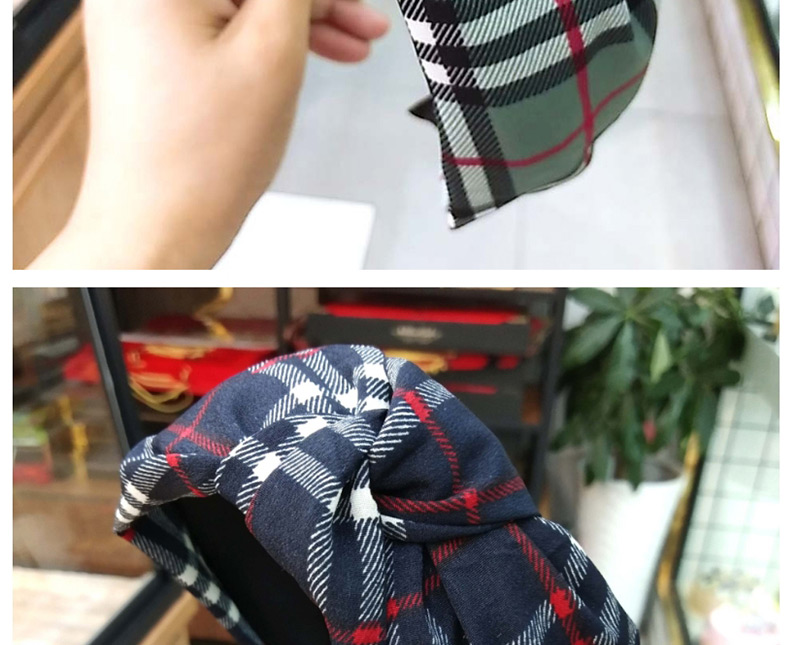 Fashion Black Plaid Knotted Headband Plaid Knotted Fabric Bow Hairpin Wide-brimmed Headband,Head Band
