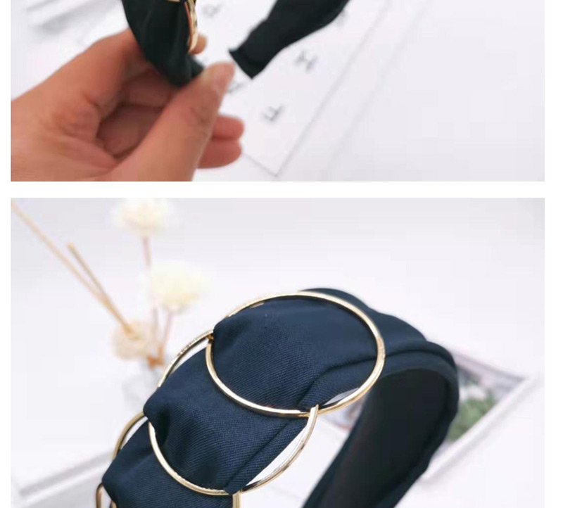 Fashion Black Iron Ring Wide-brimmed Fabric Headband,Head Band