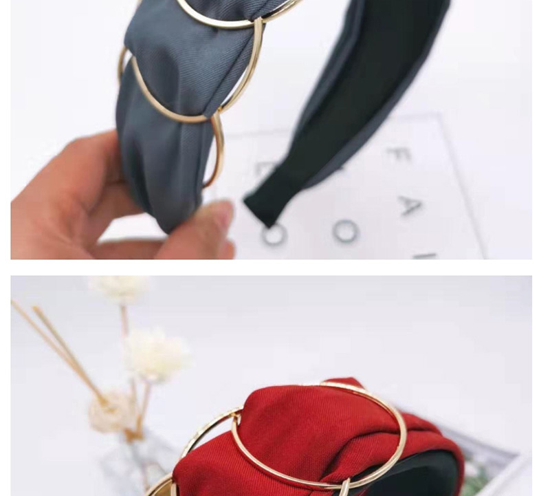 Fashion Brown Iron Ring Wide-brimmed Fabric Headband,Head Band