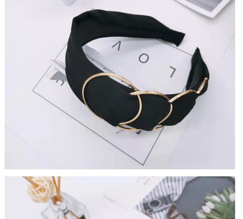 Fashion Navy Iron Ring Wide-brimmed Fabric Headband,Head Band