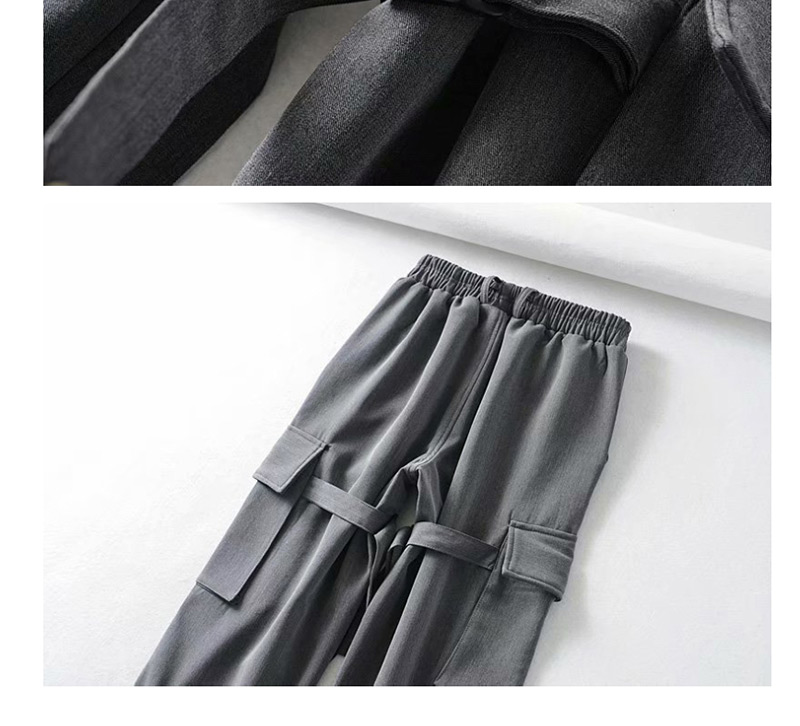 Fashion Black Thick Multi-pocket Lace-up Pants,Pants