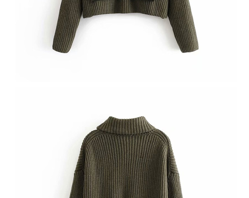 Fashion Armygreen Stitching Pocket Sweater Sweater,Sweater