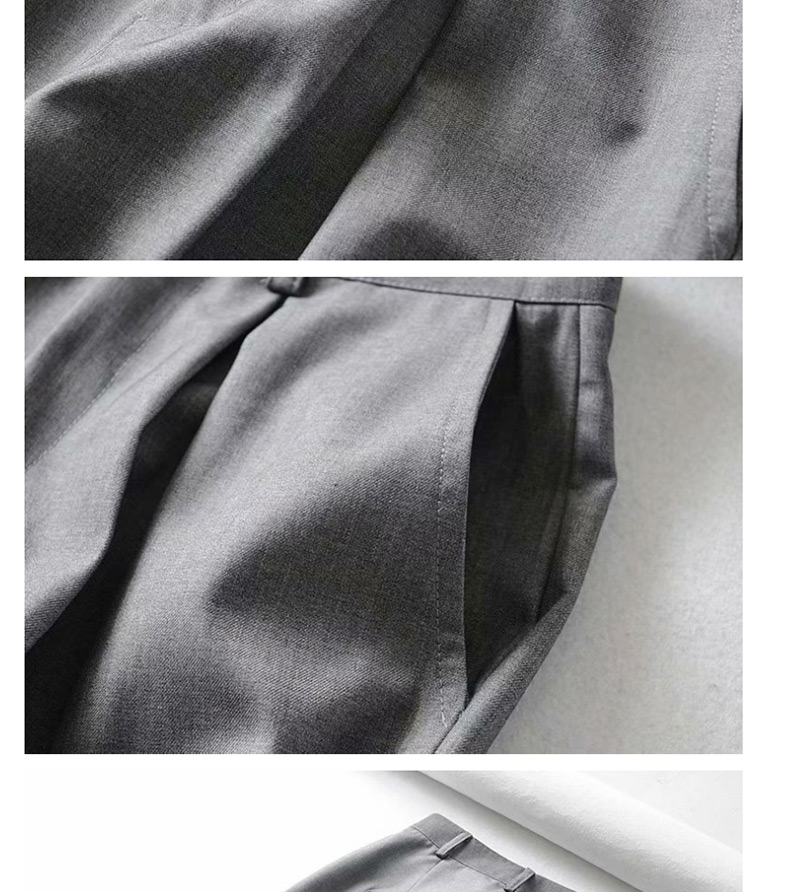Fashion Gray Solid Color Suit Straight Pants,Pants