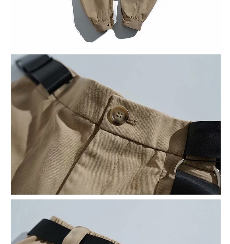 Fashion Khaki Front Three-dimensional Pocket Straight Pants,Pants
