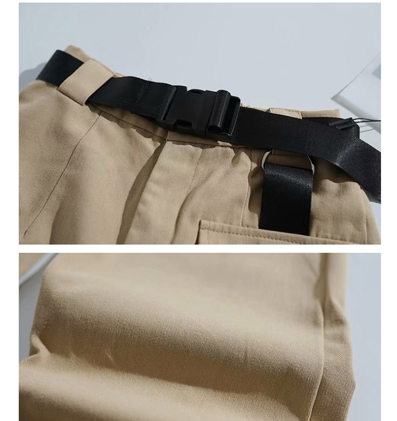 Fashion Khaki Front Three-dimensional Pocket Straight Pants,Pants