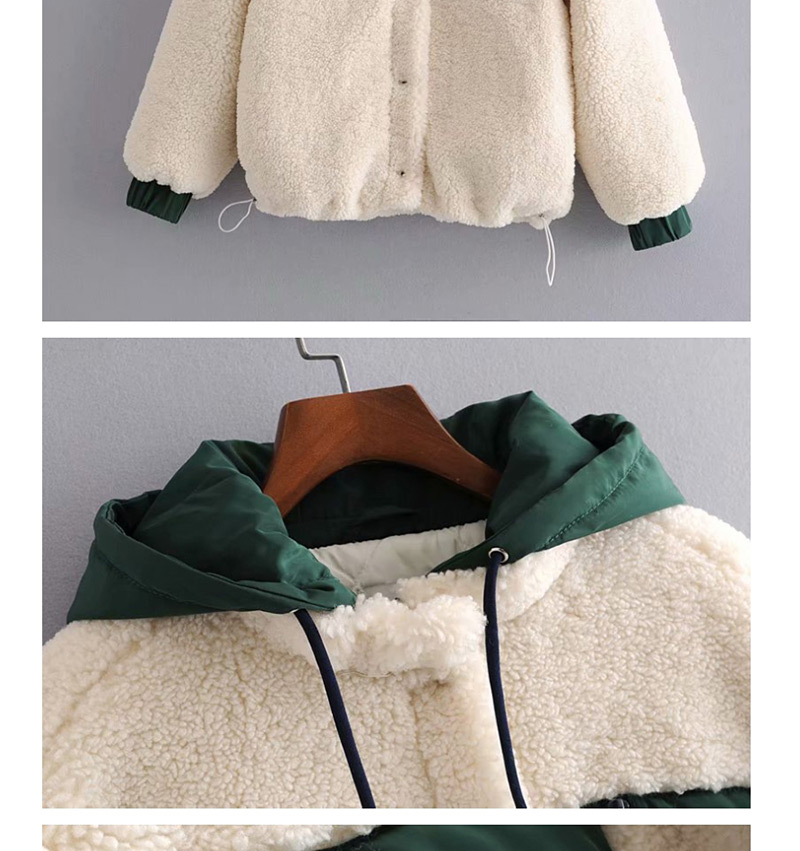 Fashion Beige Fleece Stitching Hooded Lace-up Jacket,Coat-Jacket
