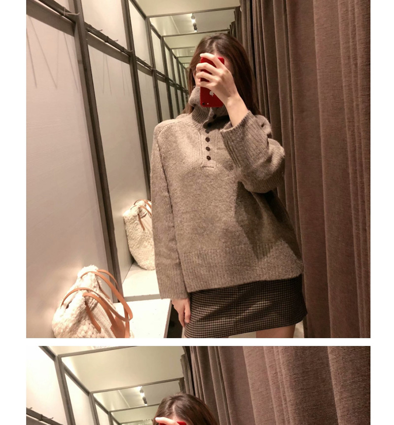 Fashion Camel Breasted Turtleneck Sweater,Sweater