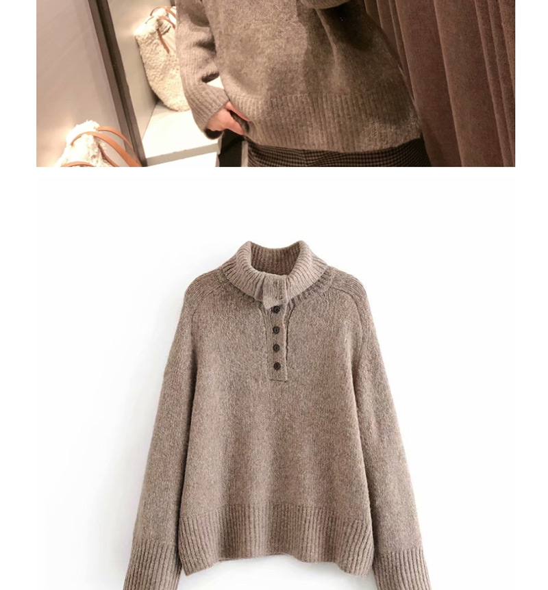 Fashion Camel Breasted Turtleneck Sweater,Sweater