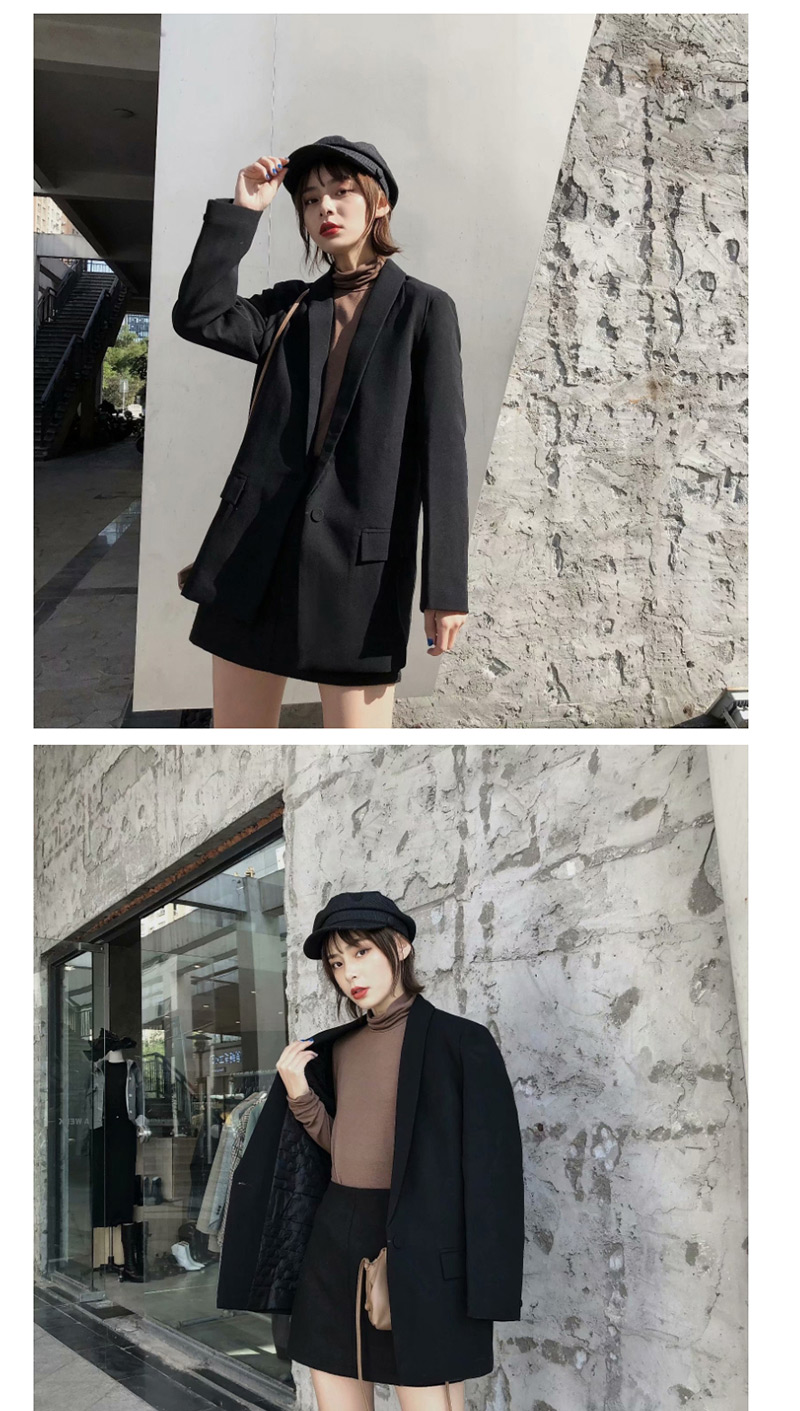 Fashion Black Front Button Pocket And Cotton Suit,Coat-Jacket
