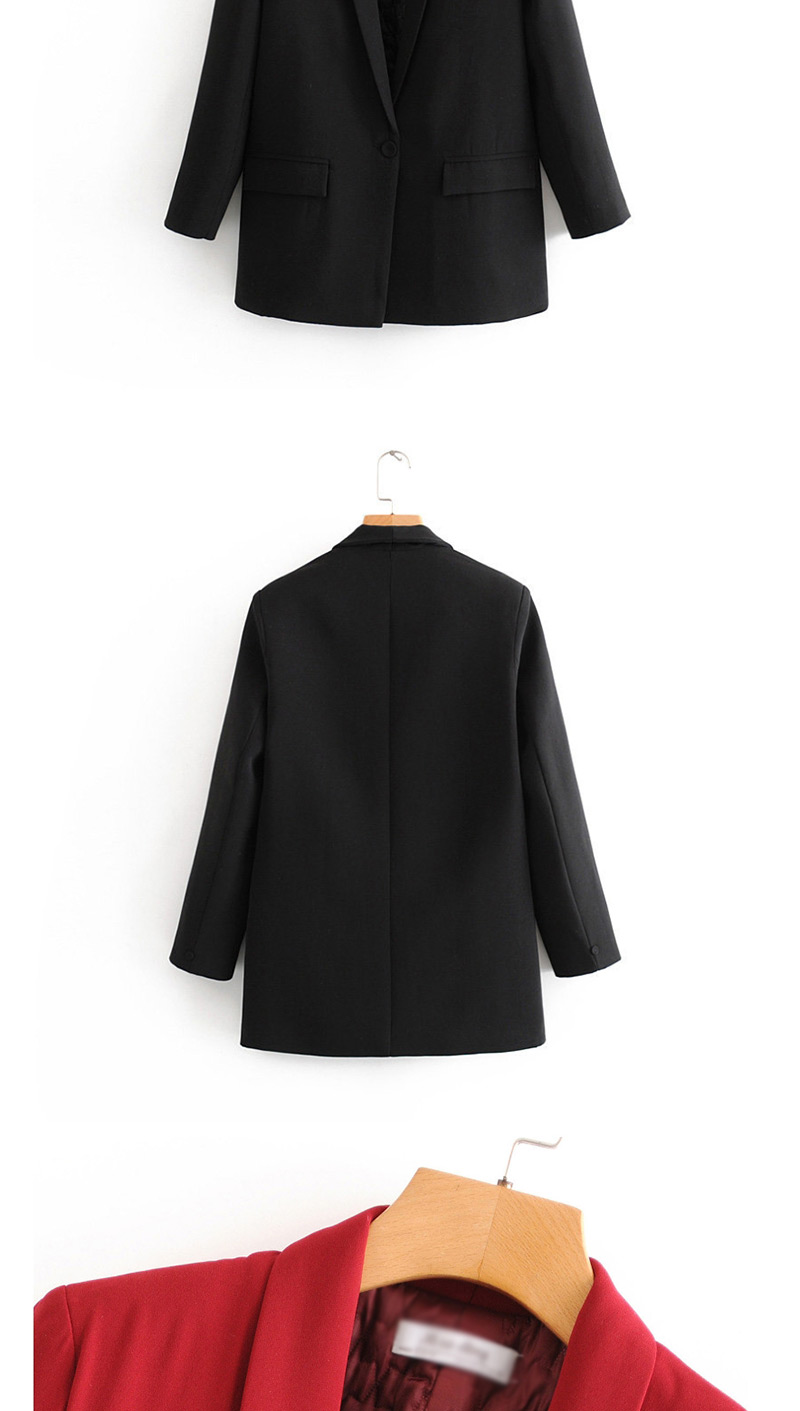 Fashion Black Front Button Pocket And Cotton Suit,Coat-Jacket