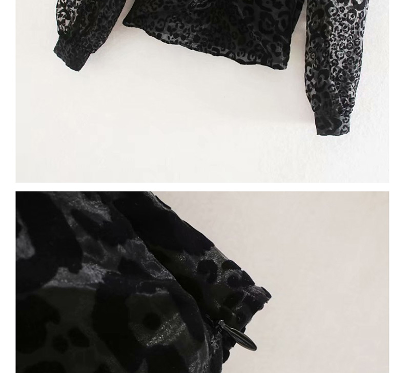 Fashion Black Animal Print Printed Transparent Shirt,Blouses