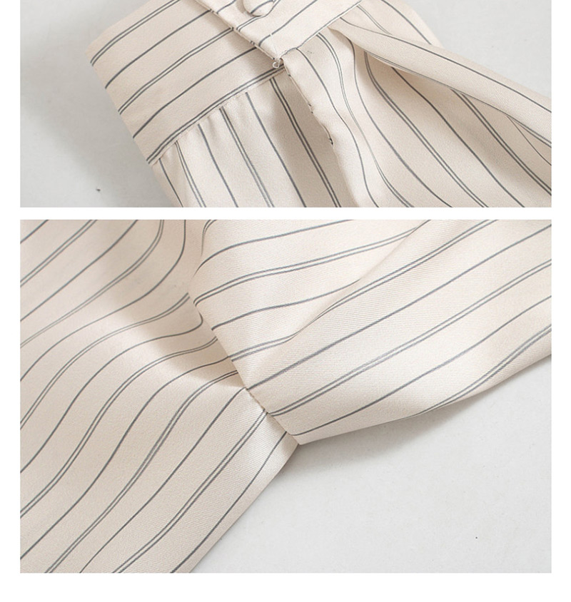 Fashion White Bow Stripe Single Pocket Shirt,Blouses