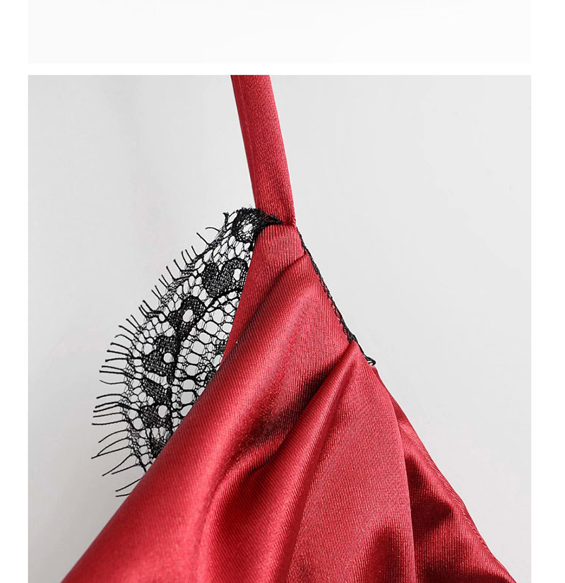 Fashion Red Satin Lace Stitching Dress,Mini & Short Dresses