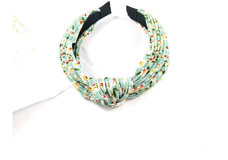 Fashion Light Blue Small Floral Folds Knotted Hair Wide-brimmed Pleated Knotted Fabric Small Floral Headband,Head Band