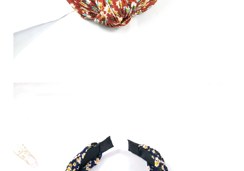 Fashion White Small Floral Folds Knotted Hair Wide-brimmed Pleated Knotted Fabric Small Floral Headband,Head Band