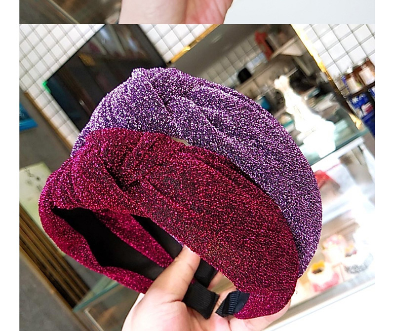 Fashion Purple Sparkling Cross Hair Band Wide-brimmed Fabric Knotted Headband,Head Band
