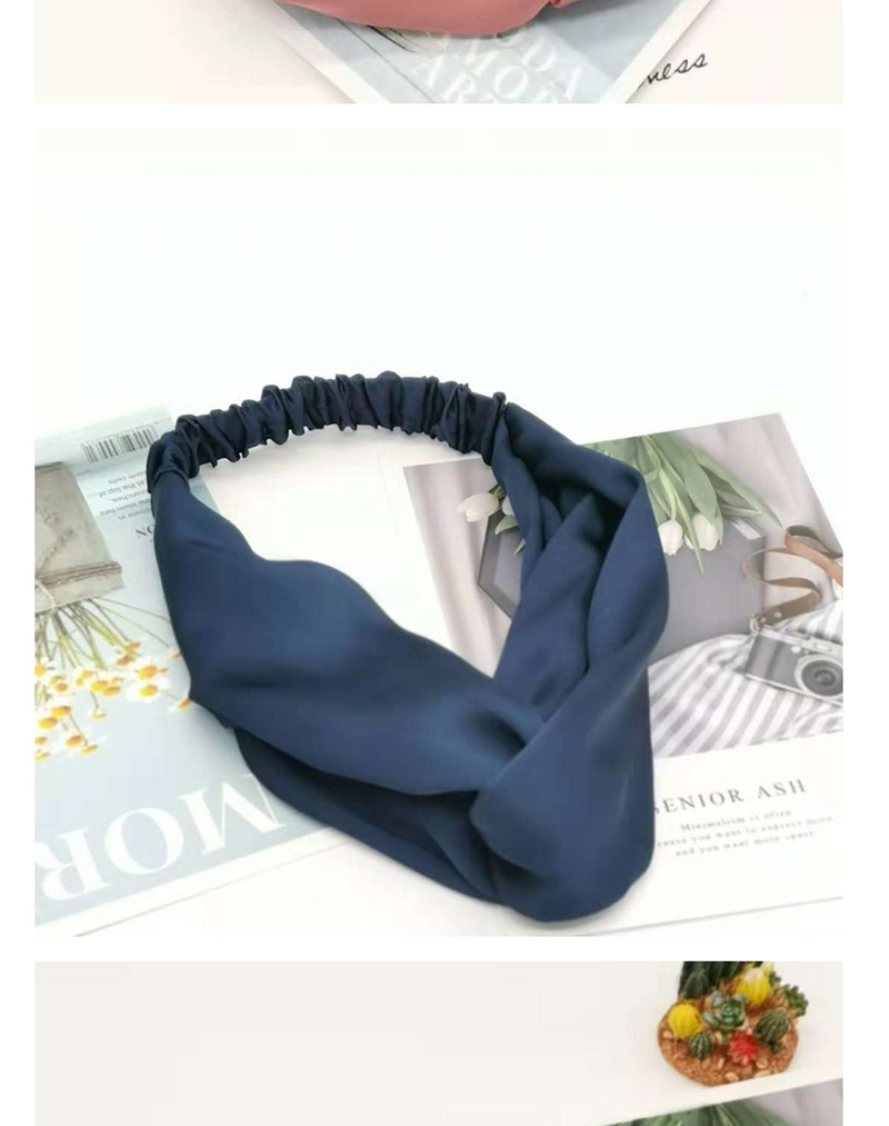 Fashion Navy Blue Satin Cross Hair Band Fabric Satin Cross Bow Headband,Hair Ribbons