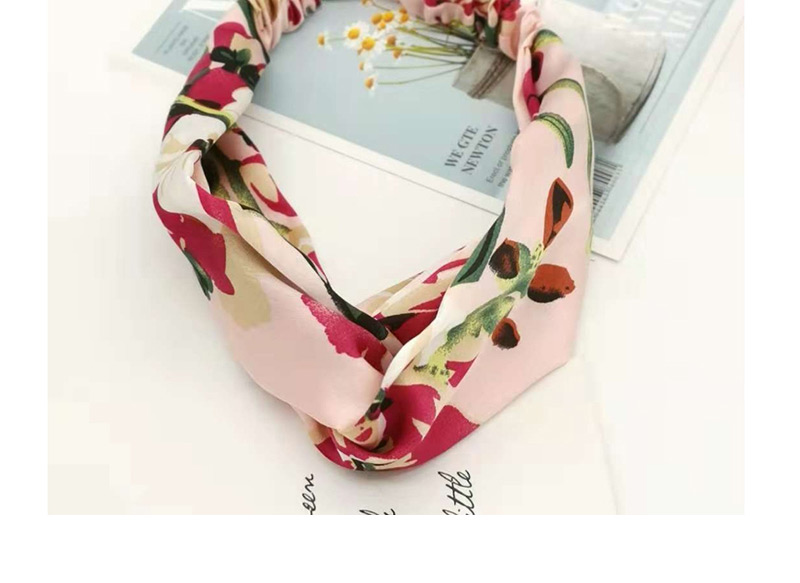 Fashion Wine Red Hair Band Fabric Printed Wide-brimmed Cross Bow Headband,Head Band